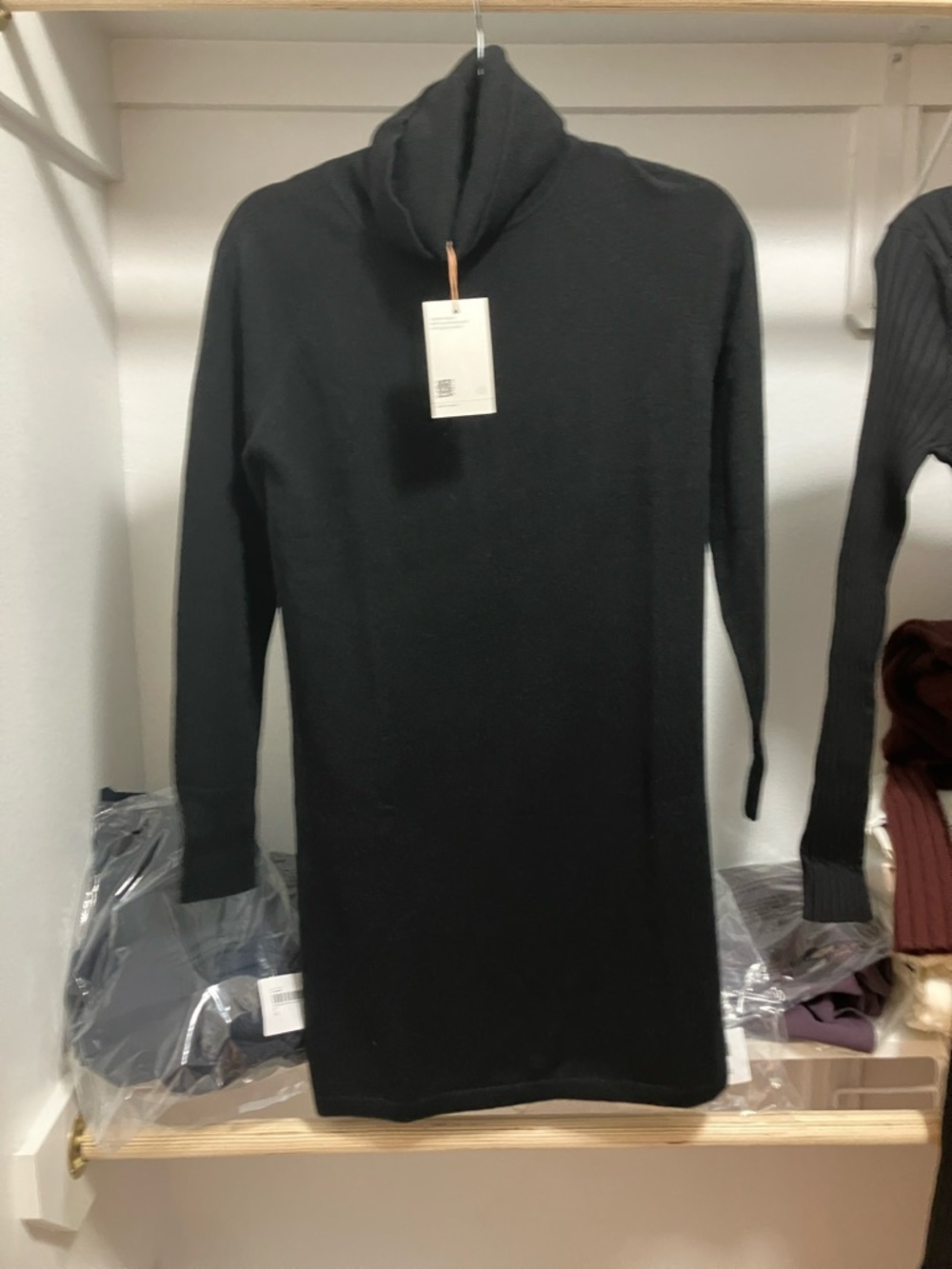 Quince Black Long-Sleeve Turtleneck Dress